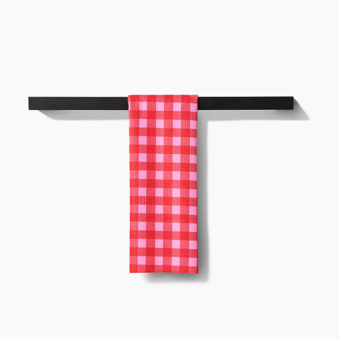 Cherry Gingham Geometry Tea Towel