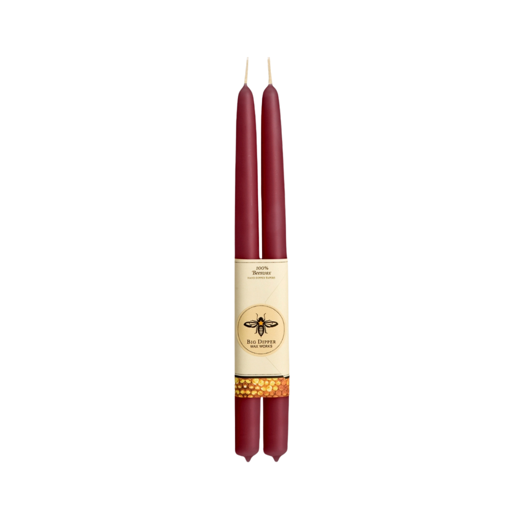 Garnet Beeswax Taper Candle
