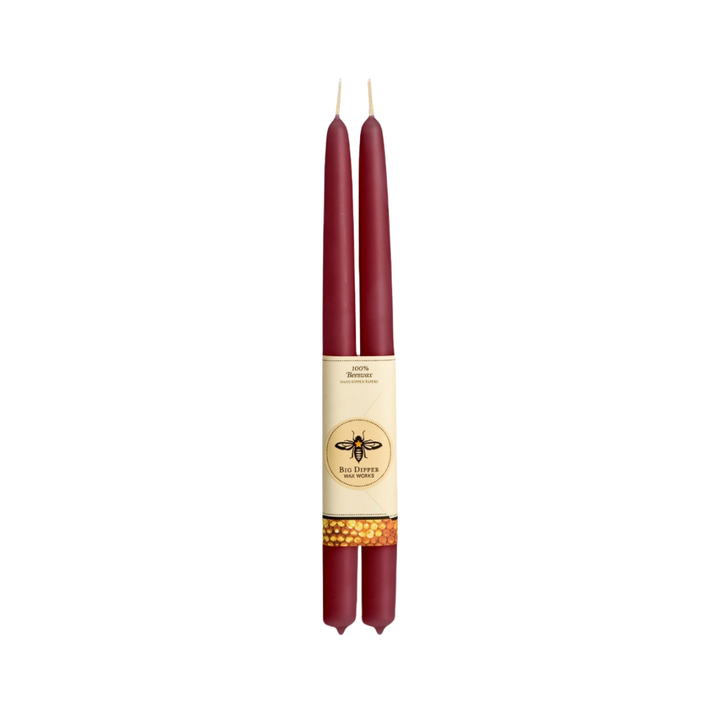 Garnet Beeswax Taper Candle