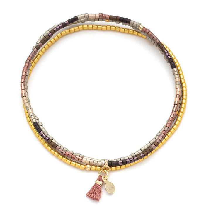 Beaded Bracelet Trio - Bronze Multi/Gold