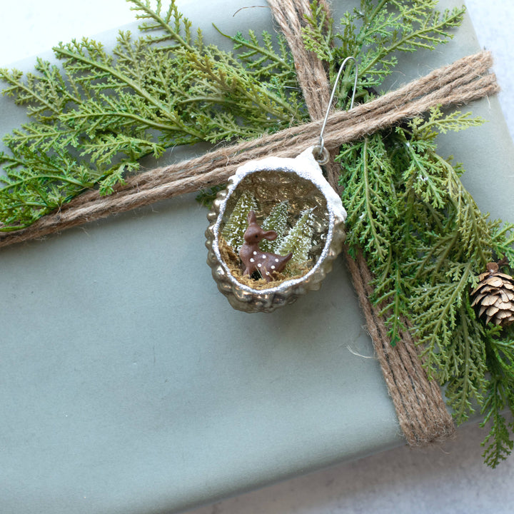 Pinecone & Deer Ornament