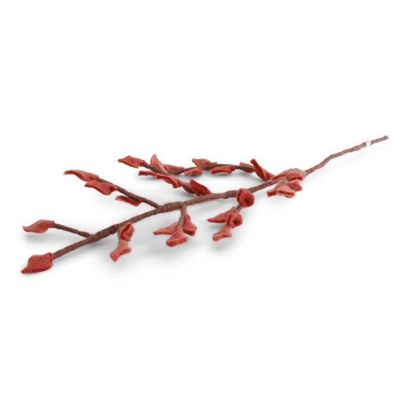 Wool Branch w/ Rusty Red Leaves