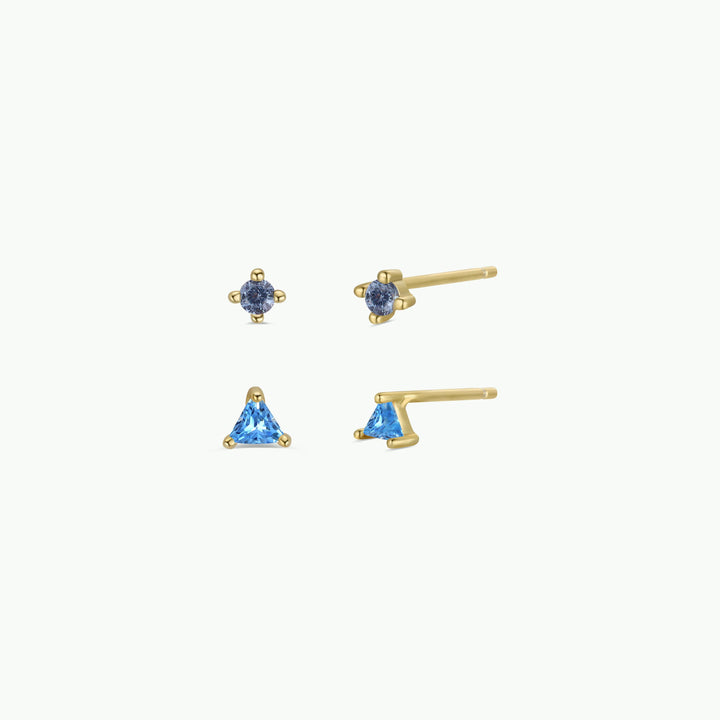 Birthstone Stud Gold Earrings Set