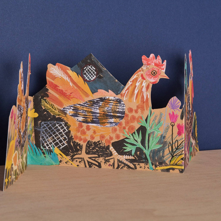 Chickens Three Fold Greeting Card