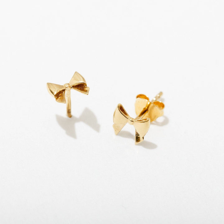 Gold Bow Stud Earrings