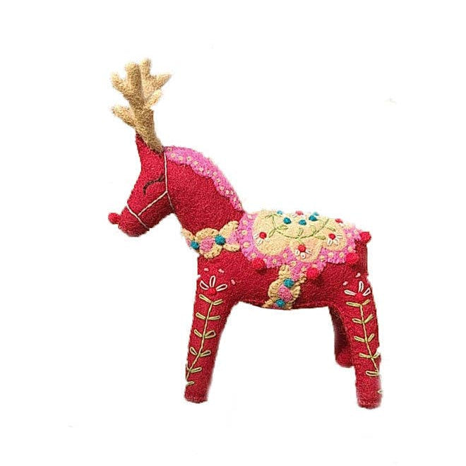 Red Reindeer Mantel Topper