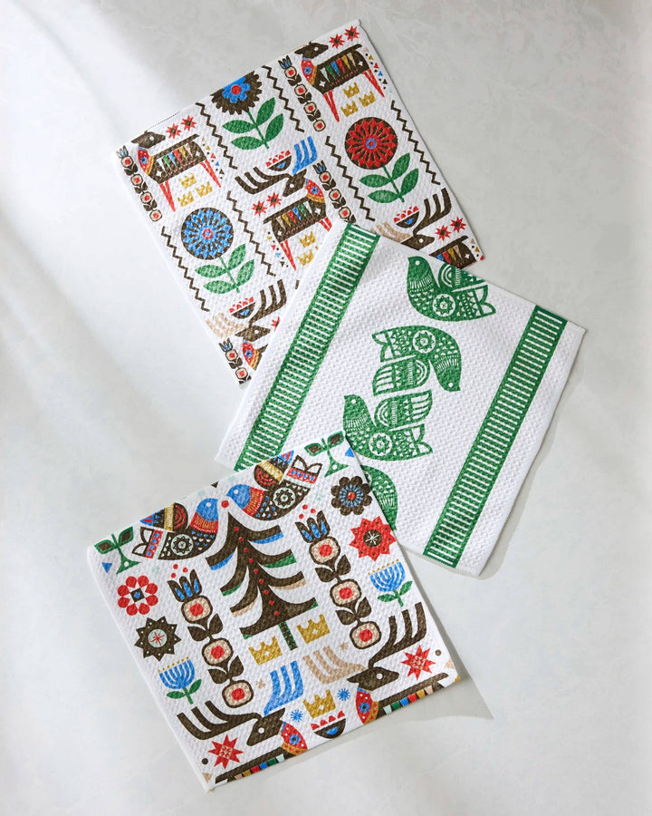 Festive Folk Dishcloth Set