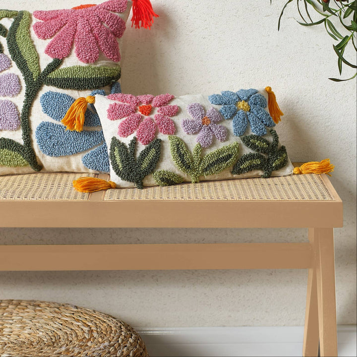 Floral Field Wool Hooked Pillow