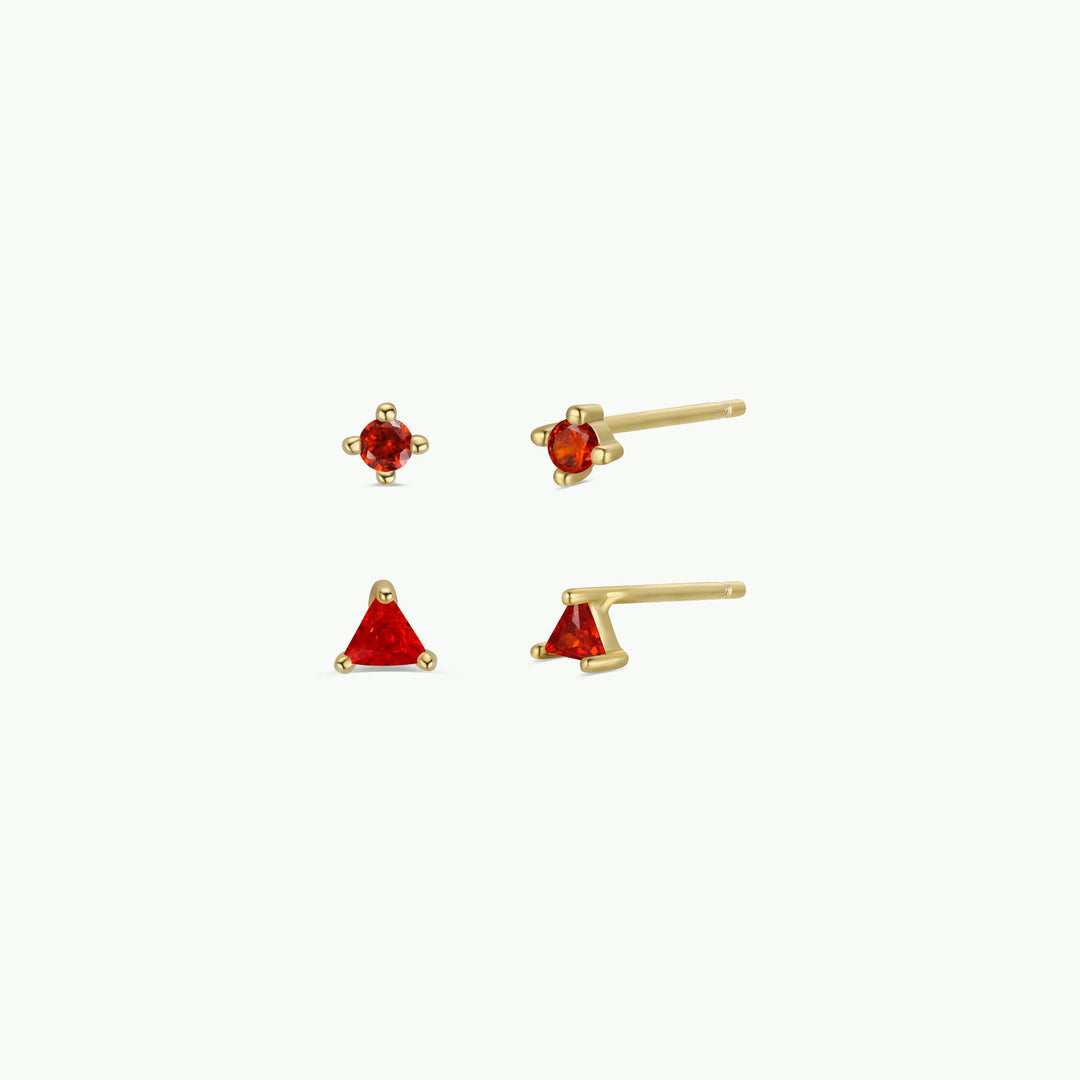 Birthstone Stud Gold Earrings Set