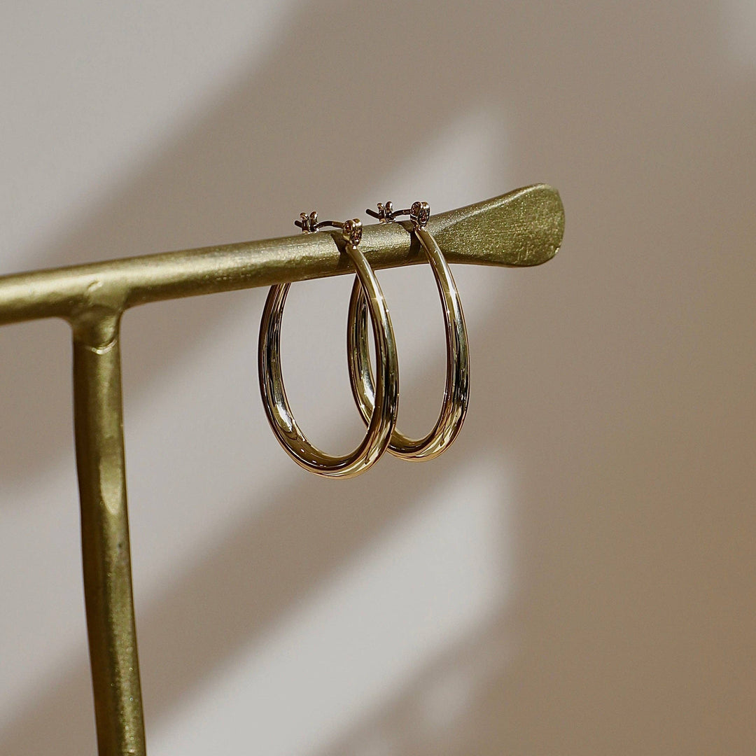Gold Teardrop Hoop Earrings