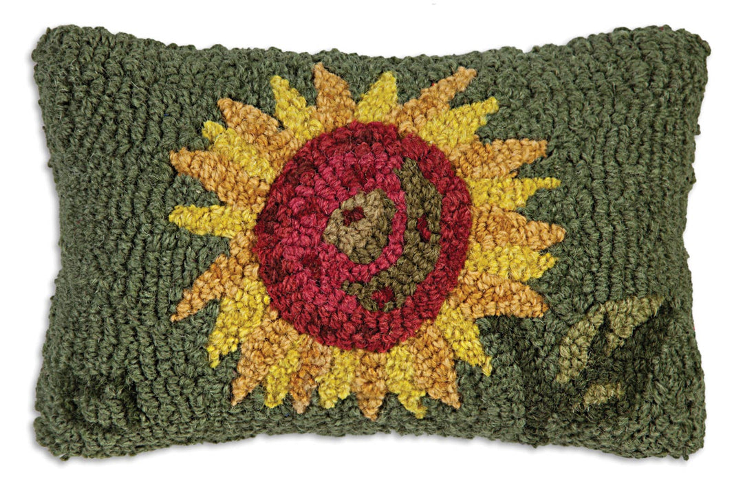 Sunflower Wool Hooked Pillow