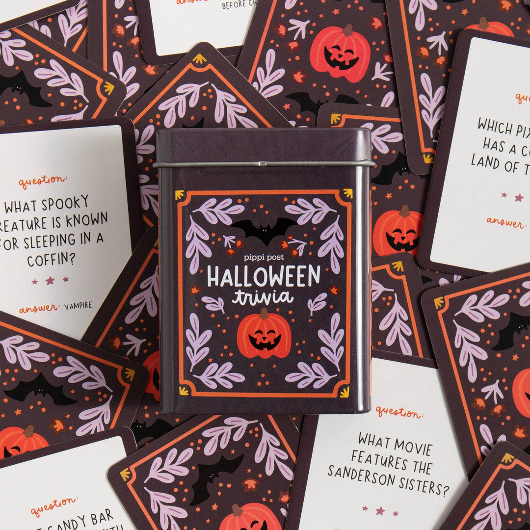 Halloween Trivia Cards in Tin