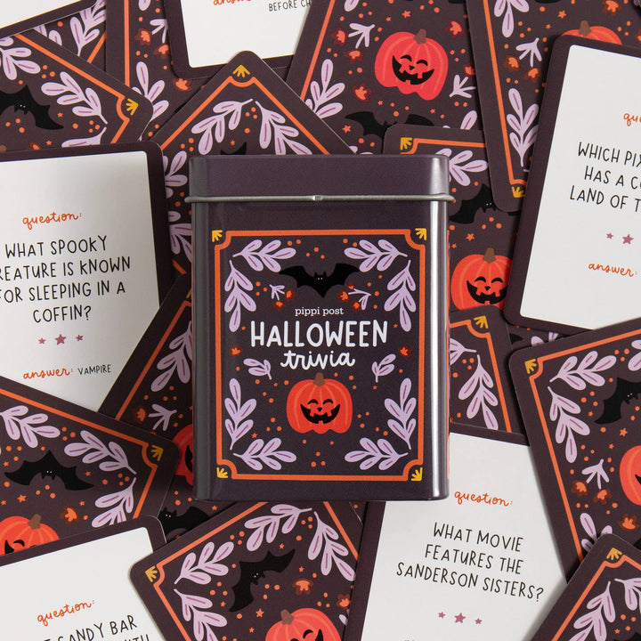 Halloween Trivia Cards in Tin