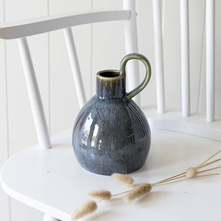 Nalin Blue Ceramic Pitcher Vase