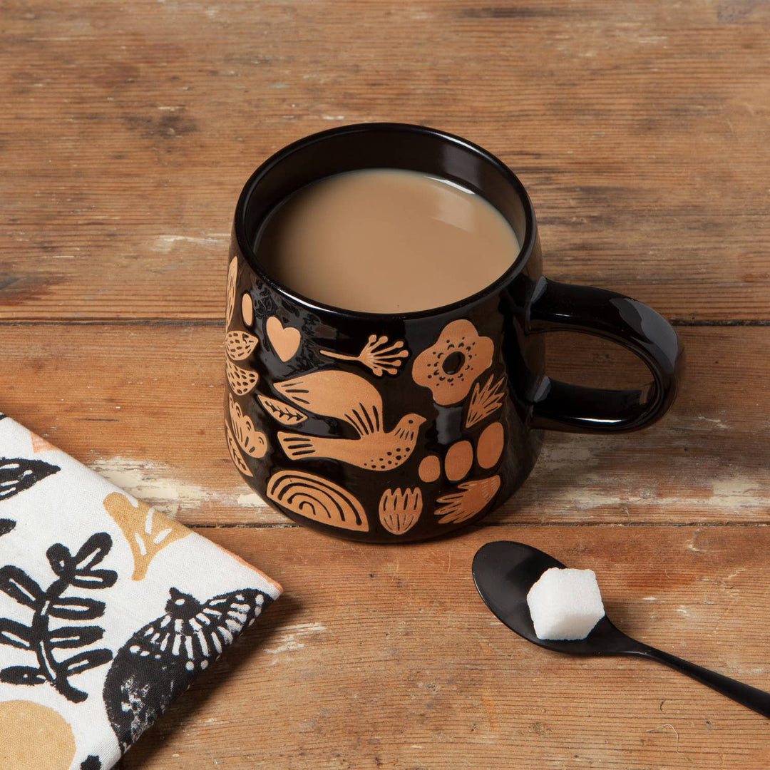Bird & Nature Imprint Stoneware Mug