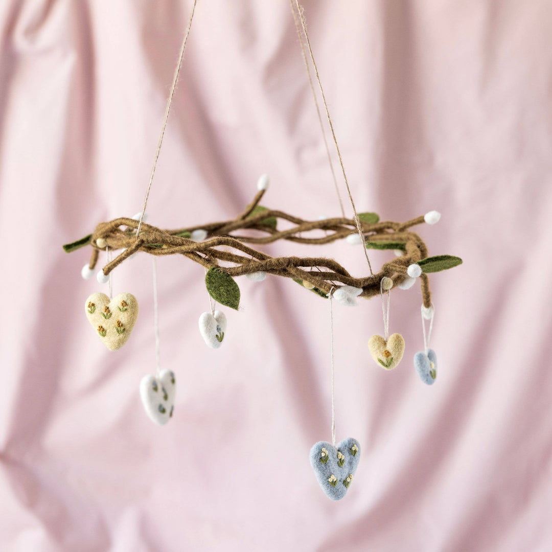 Embroidered Wool Heart Ornament