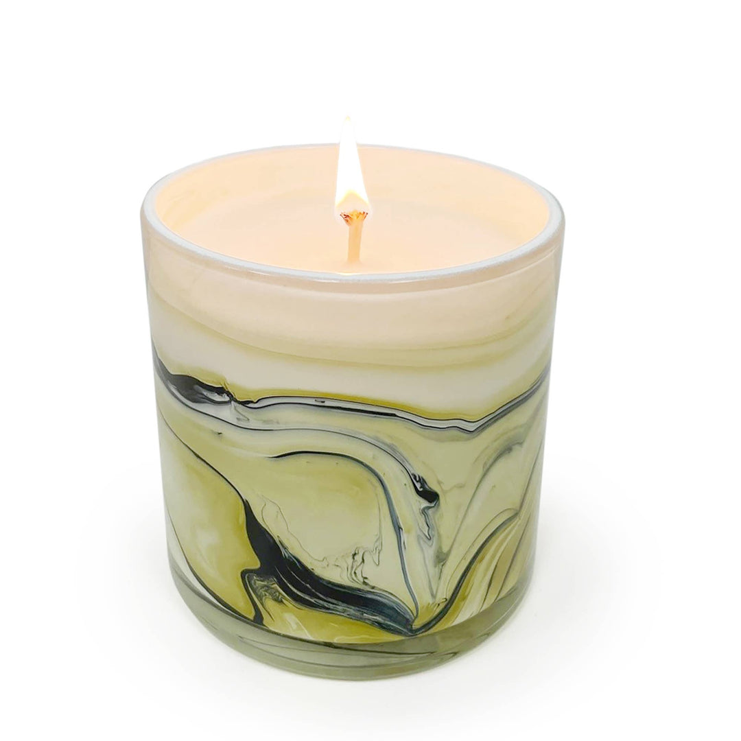Vetiver & Oak Swirl Glass Candle