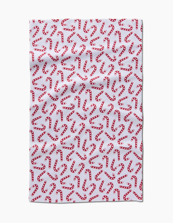 Christmas Candy Canes Geometry Tea Towel