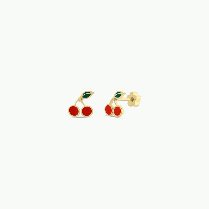Cherry Enamel Flat Back Earrings