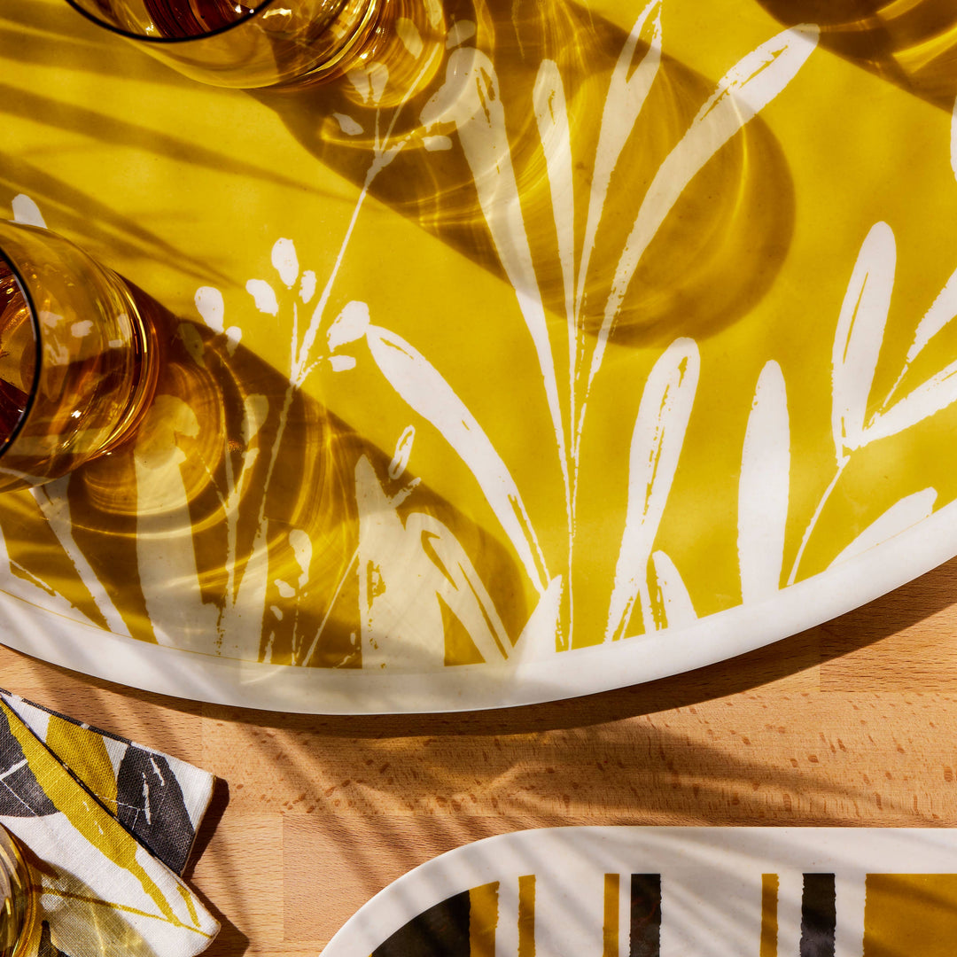 Gold Leaves Large Melamine Oval Platter