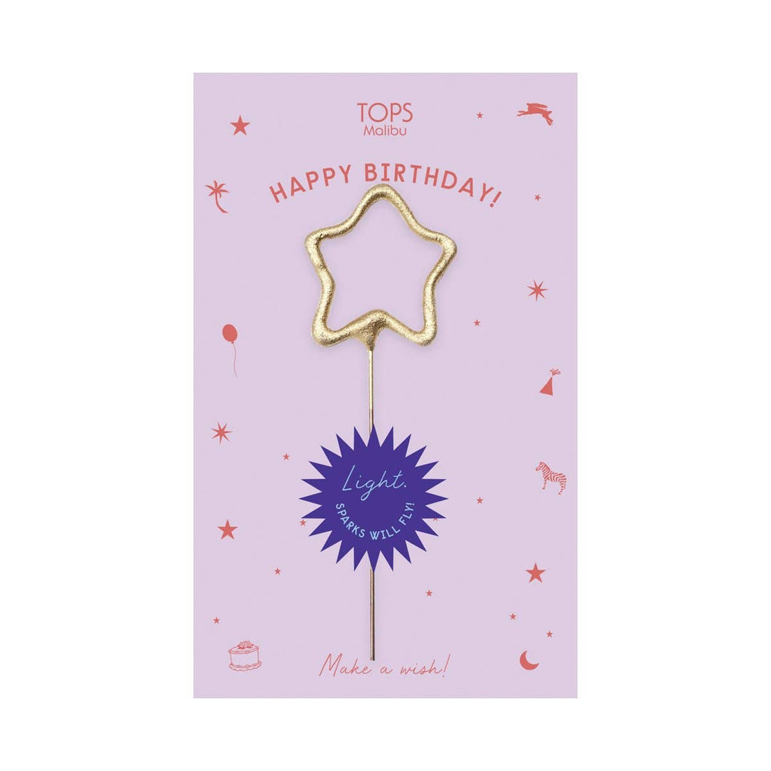 Gold Star Sparkler Happy Birthday Greeting Card