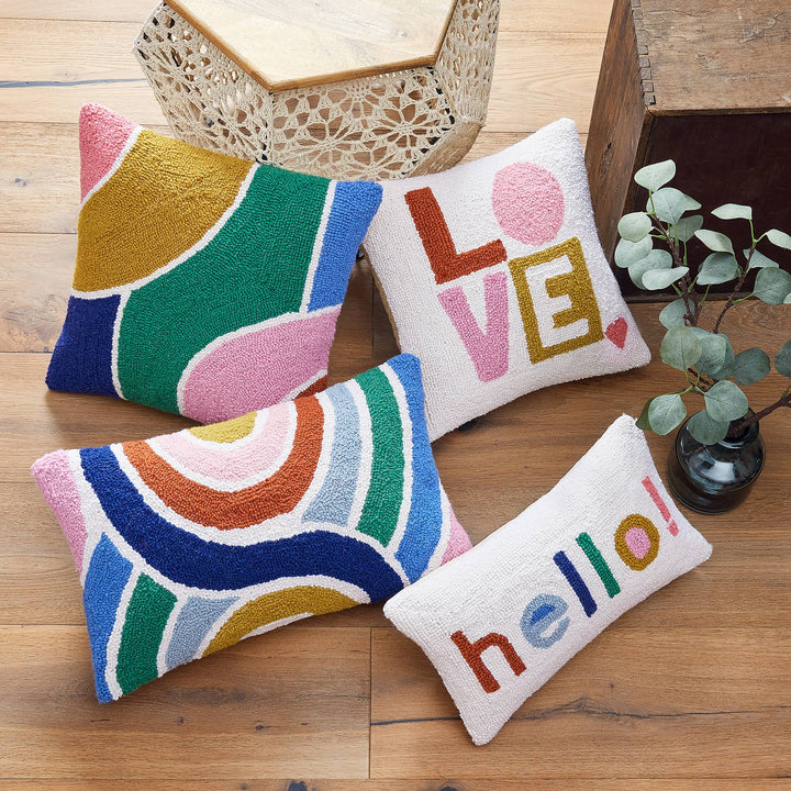 Hello Wool Hooked Pillow