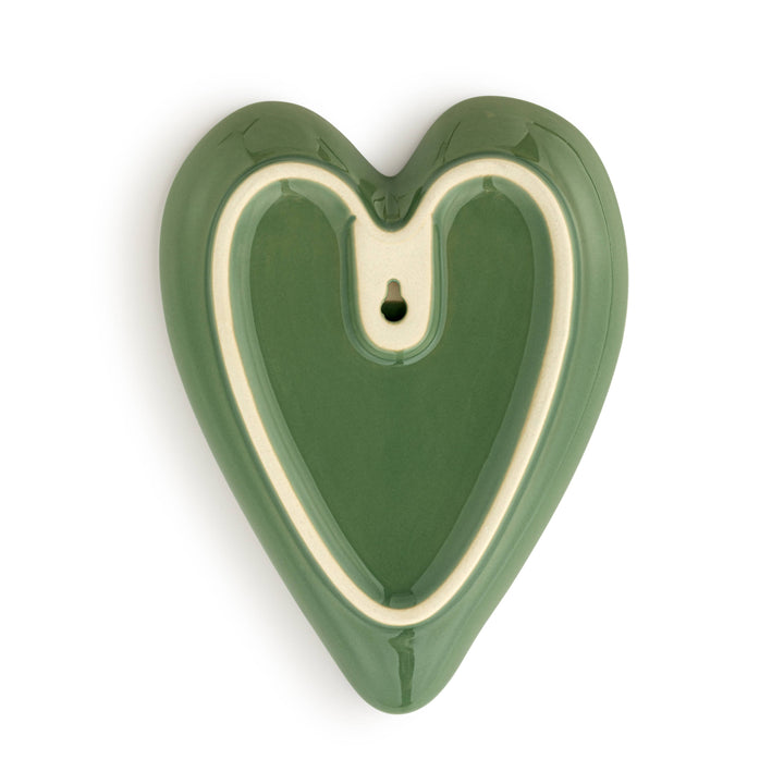Green Pressed Floral Heart Spoon Rest