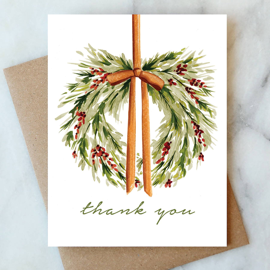 Autumn Wreath Fall Thank You Greeting Card