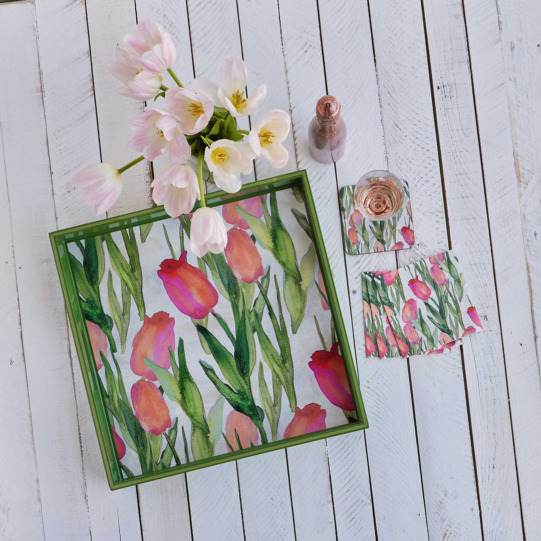 Pink Tulips Paper Napkins