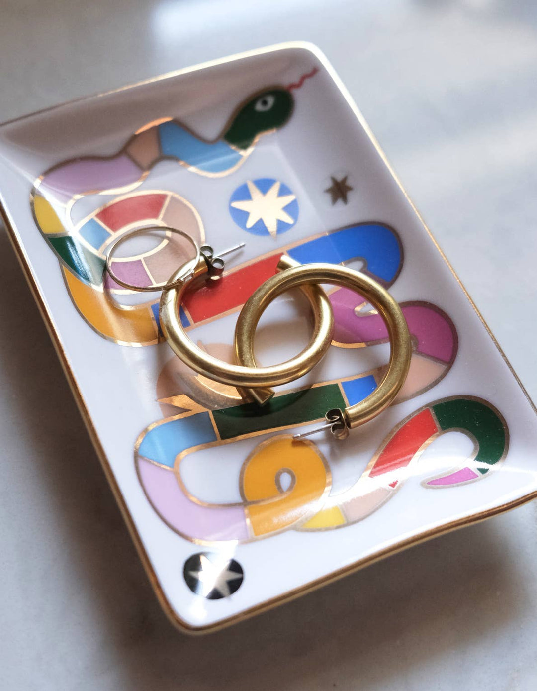 Rainbow Snake Porcelain Trinket Dish