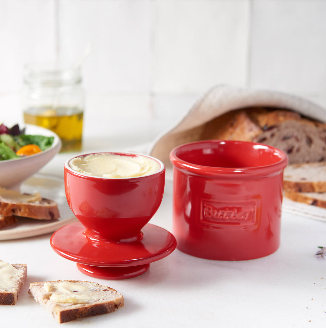 Cafe Maraschino Red Butter Bell Crock