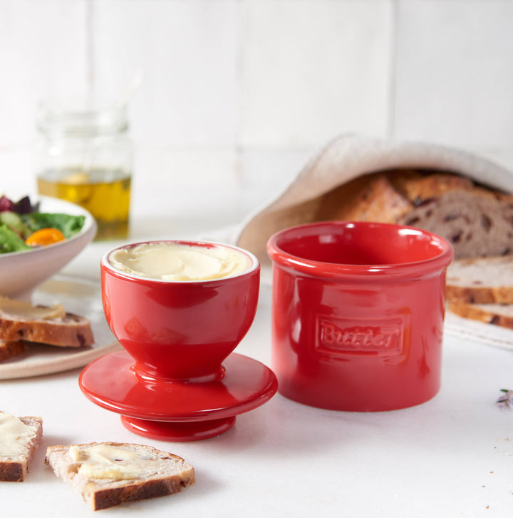 Cafe Maraschino Red Butter Bell Crock
