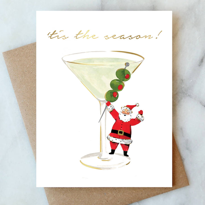 Santa Martini Holiday Greeting Card