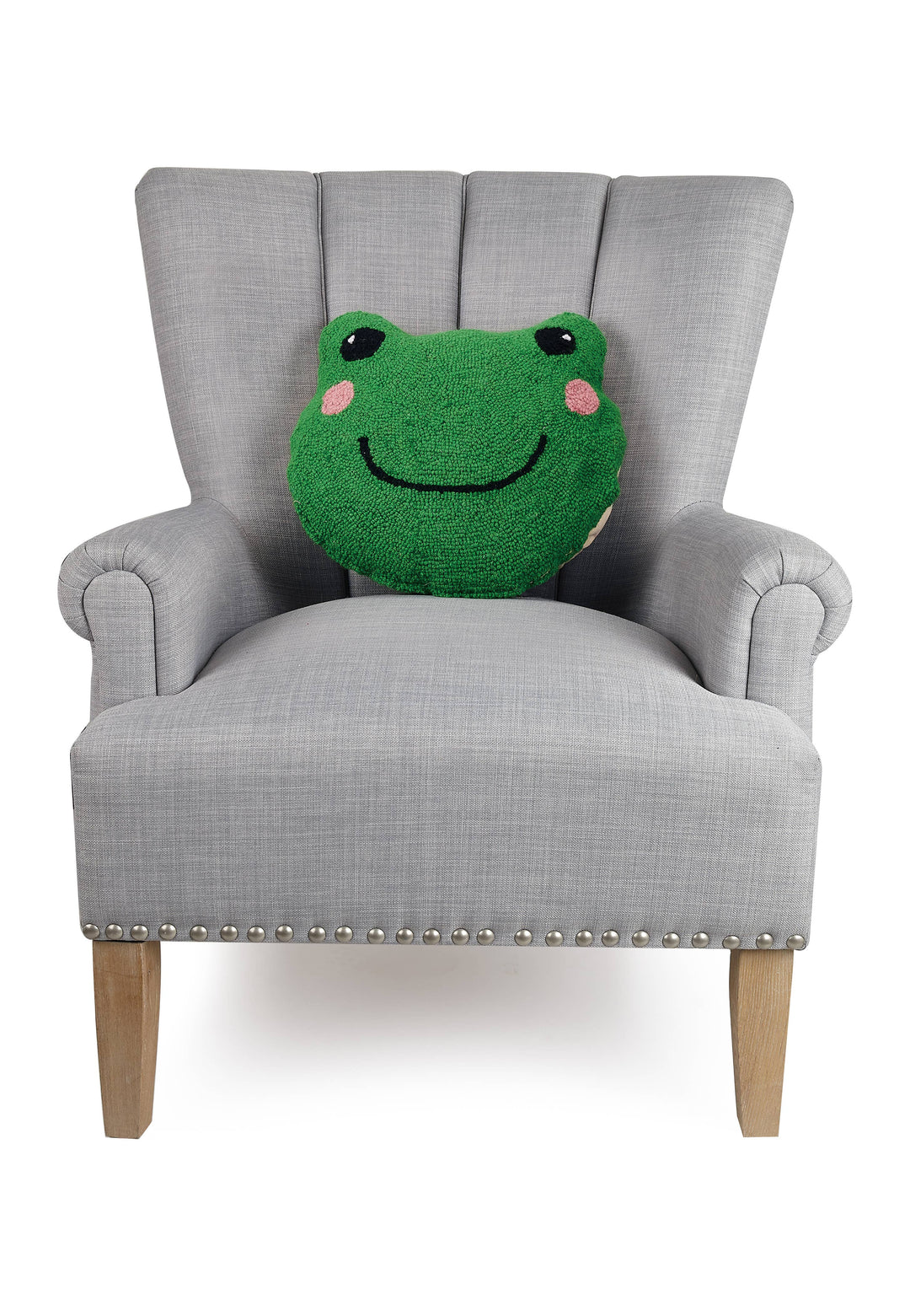 Frog Wool Hooked Pillow