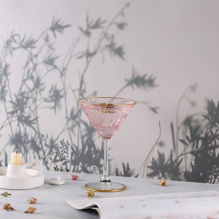 Blush Art Deco Martini Glass - Merry Piglets