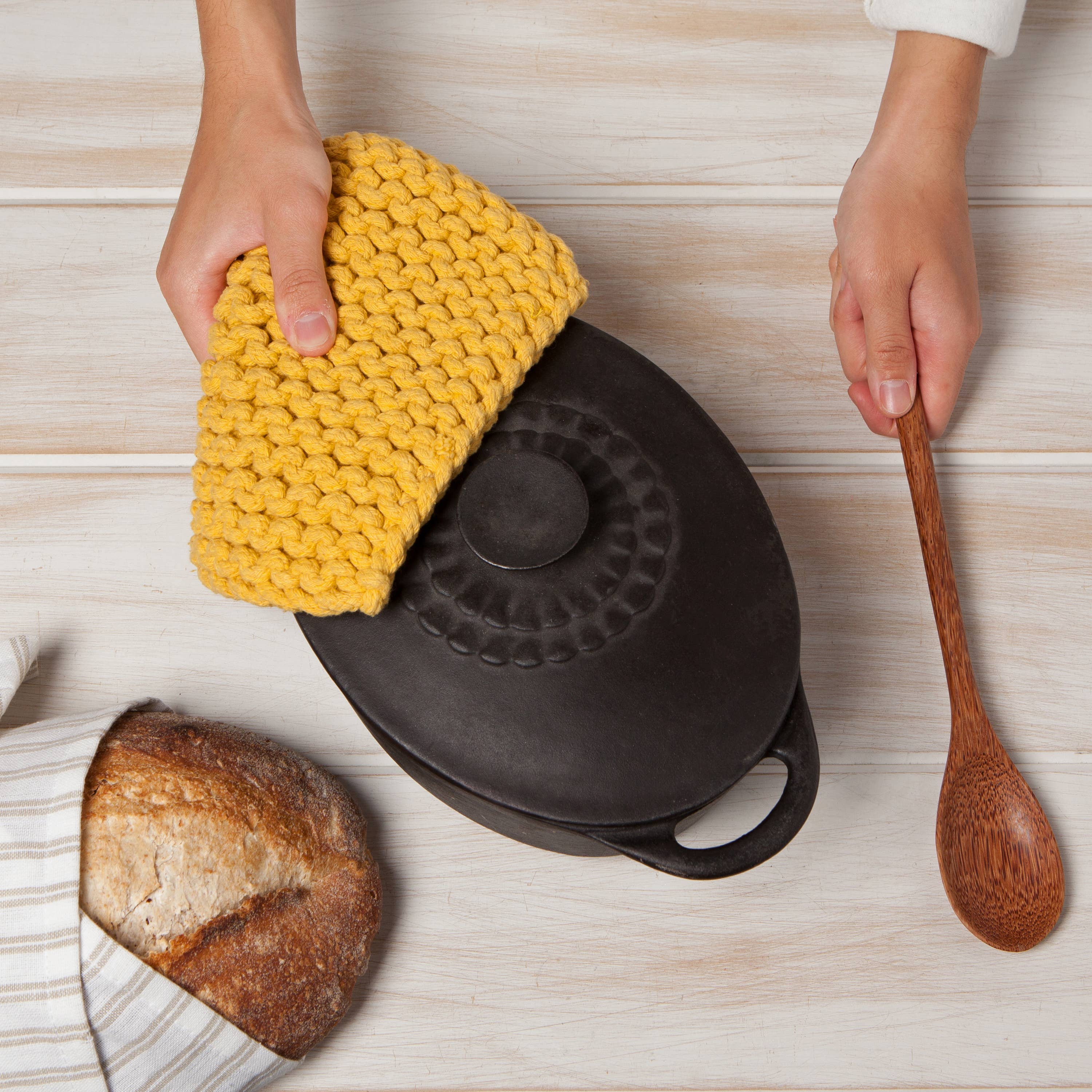 Danica Heirloom Ochre Knit Potholder - Thumbnail 3