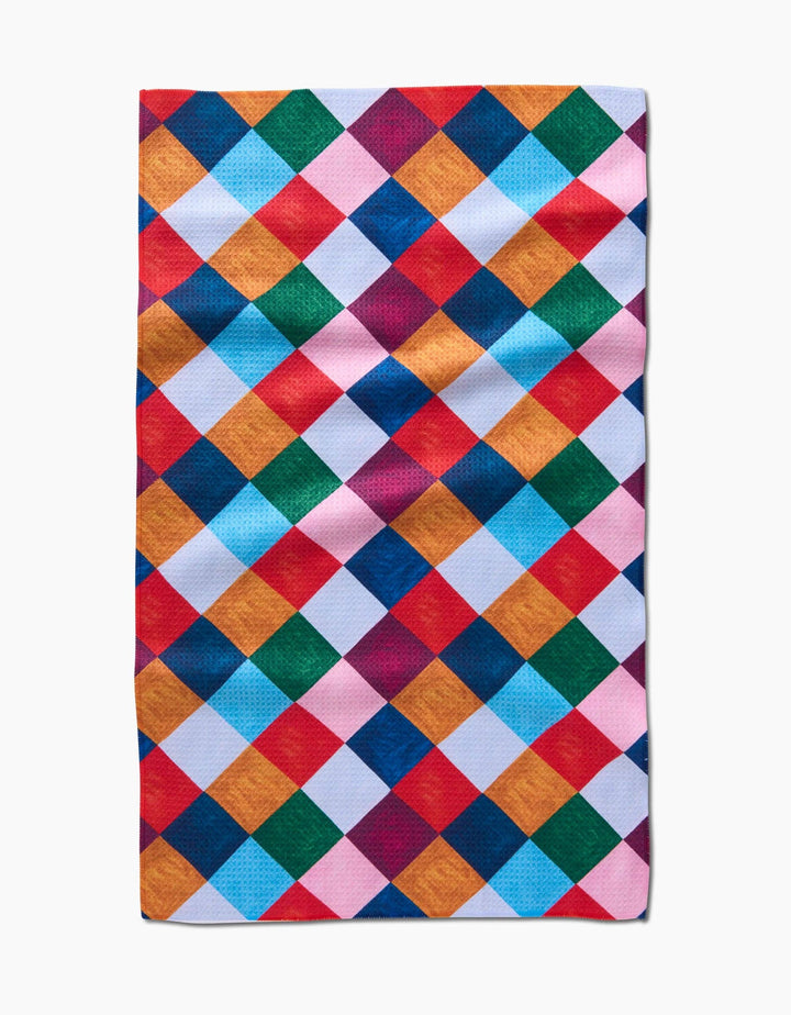 Holiday Harlequin Geometry Tea Towel