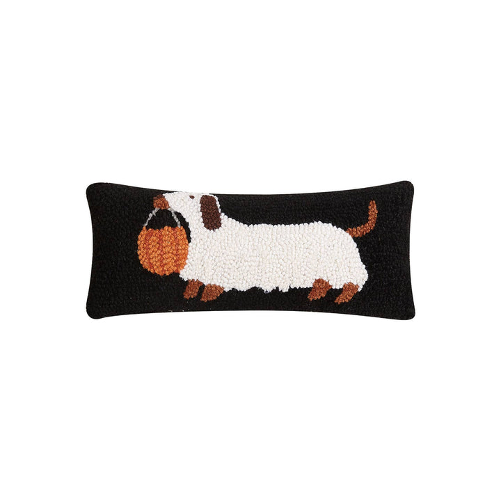 Petite Halloen Dachshund Wool Hooked Pillow