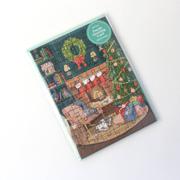 Cozy Fireplace Puzzle Greeting Card