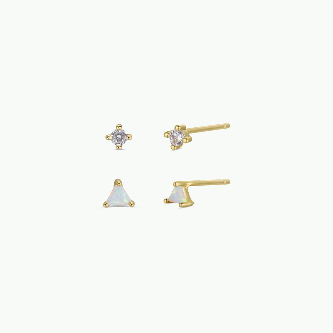 Birthstone Stud Gold Earrings Set