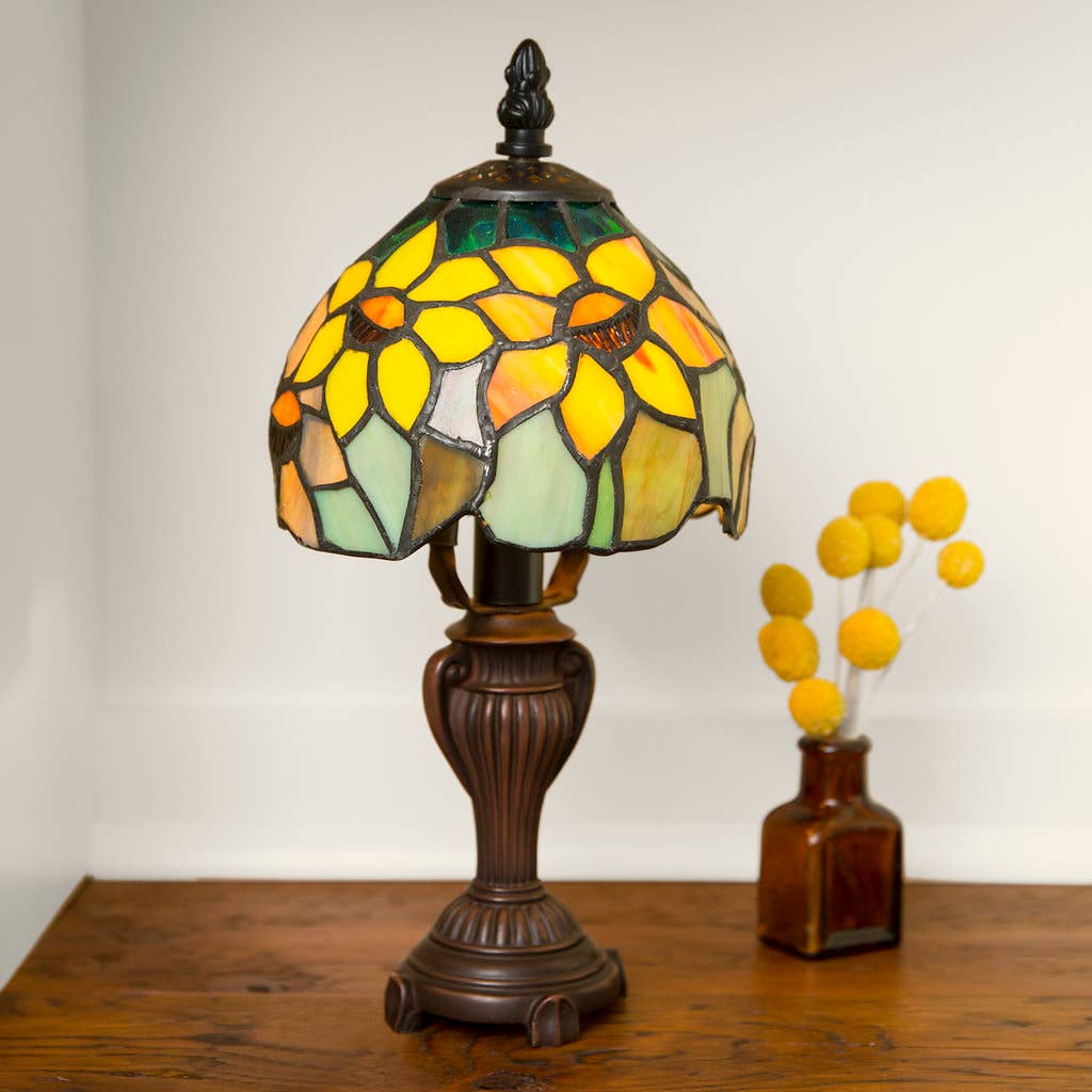 Stained Glass Sunflower Accent Lamp - Merry Piglets