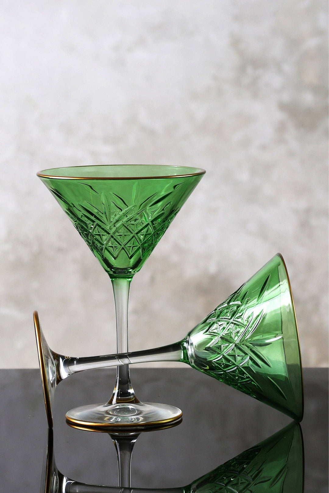 Art Deco Green Martini Glass - Merry Piglets