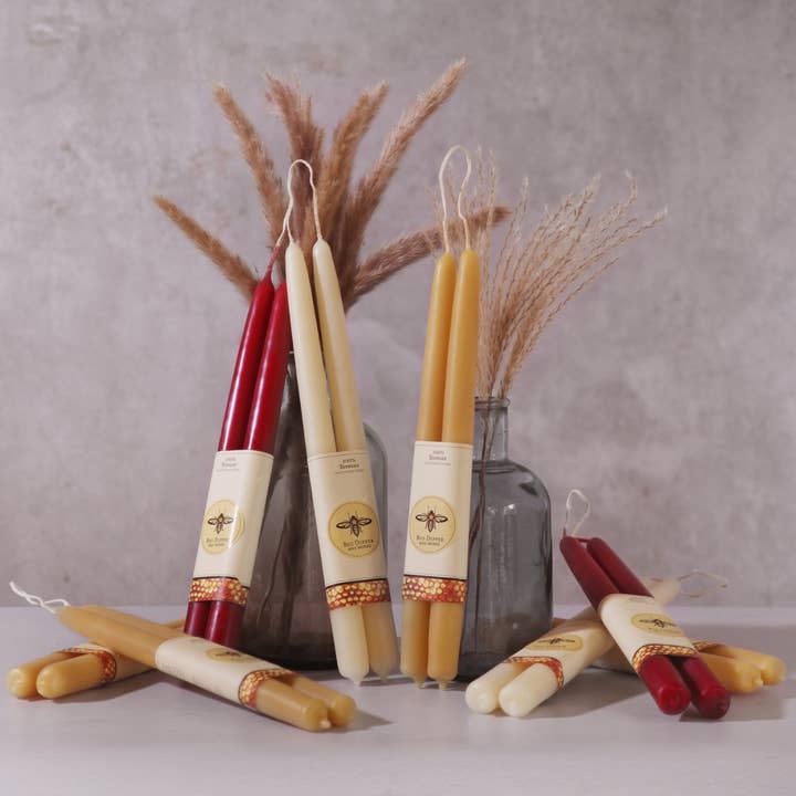 Red Beeswax Taper Candles - Merry Piglets