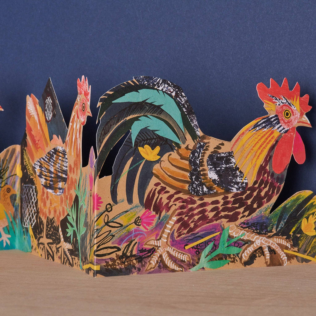 Chickens Three Fold Greeting Card