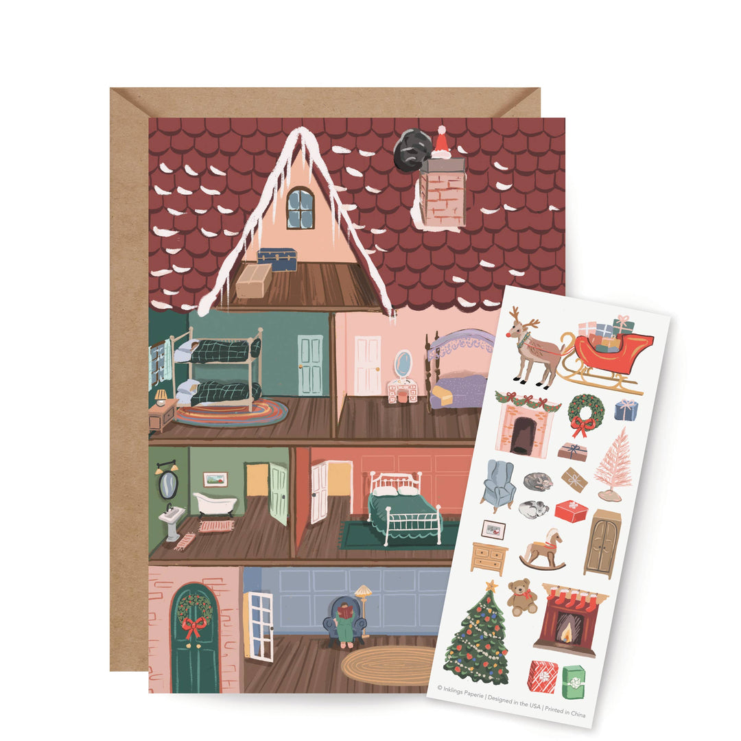 Holiday House Sticker Scene Greeting Card