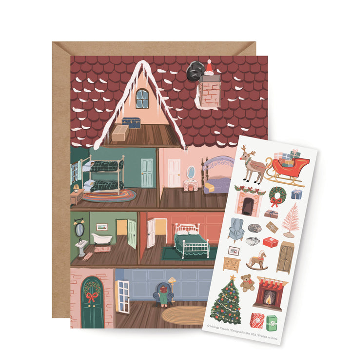 Holiday House Sticker Scene Greeting Card
