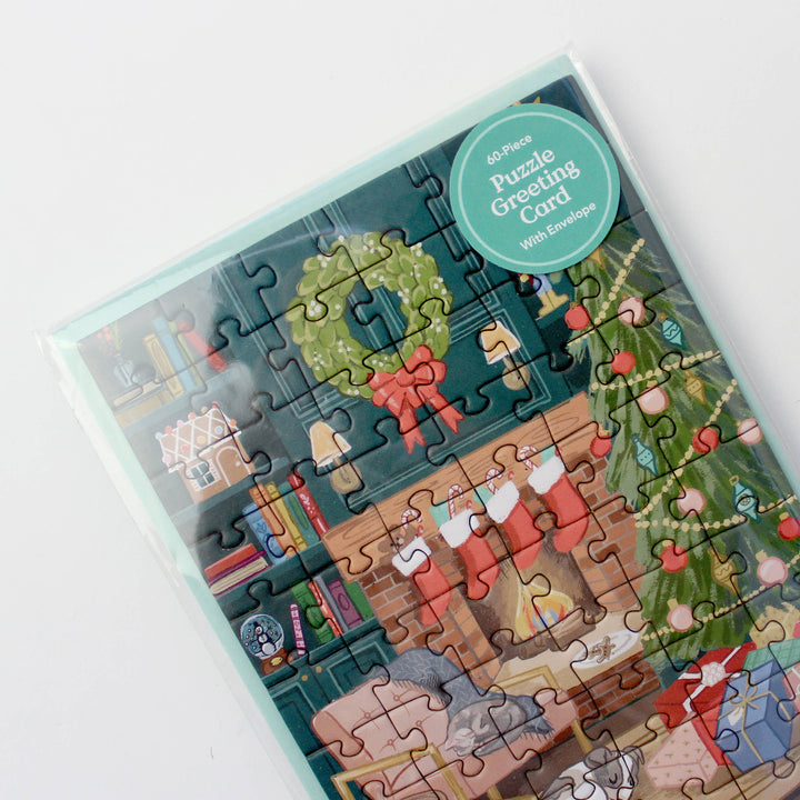 Cozy Fireplace Puzzle Greeting Card