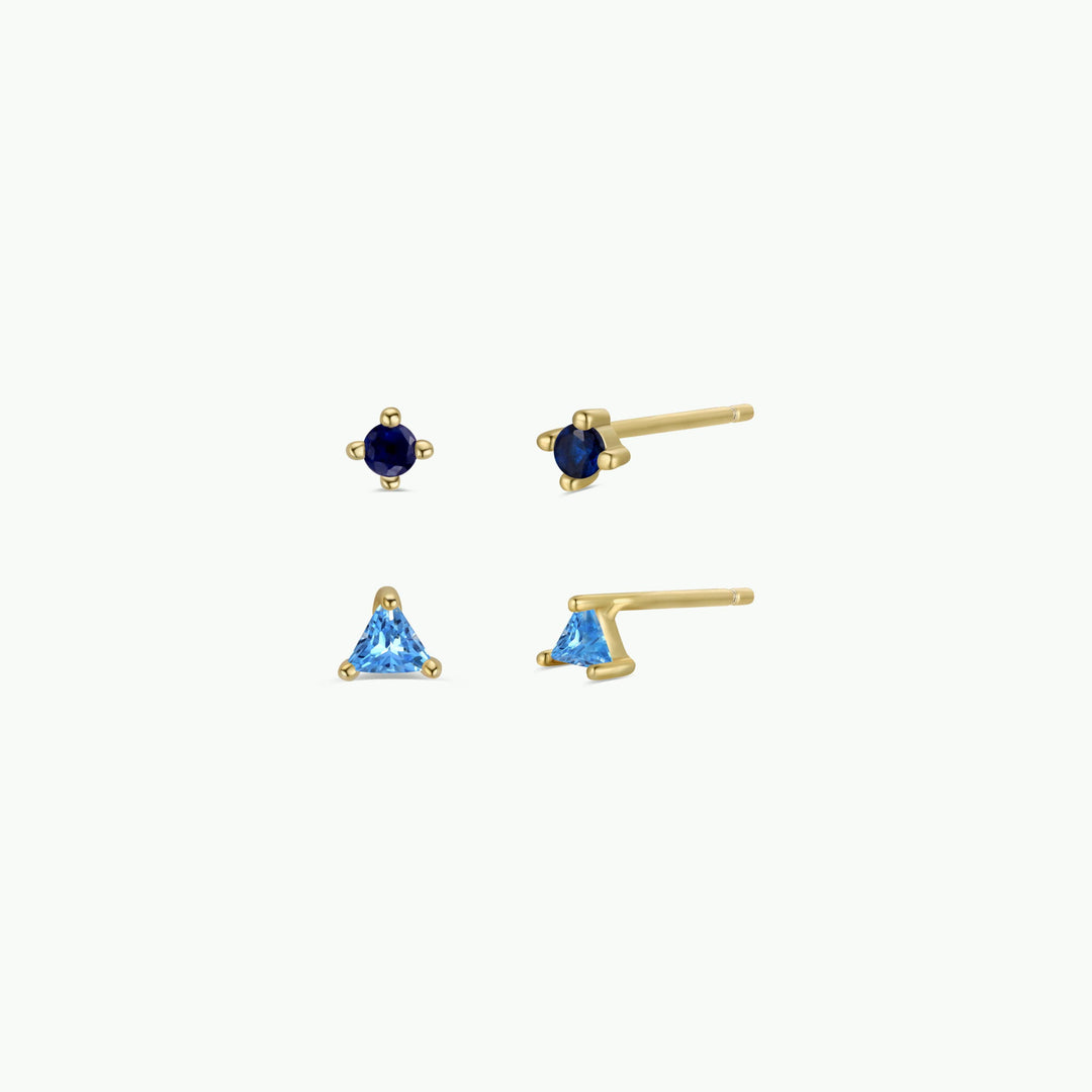 Birthstone Stud Gold Earrings Set
