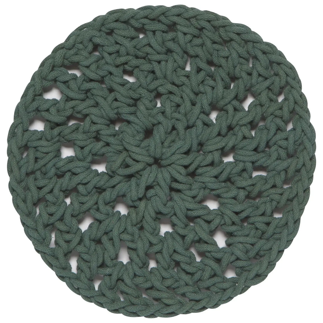 Jade Green Round Knotted Trivet - Merry Piglets