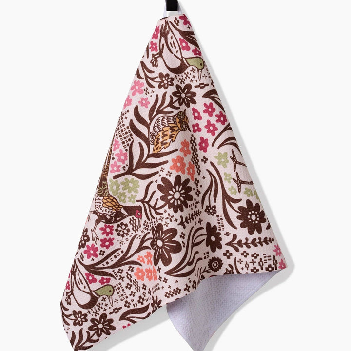 Fall Fowl Geometry Tea Towel